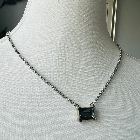 Silver Plated BVG Inspirito Chain with Black Diamond Glass Crystal Rectangle - Picture 3 of 7